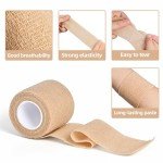 Kuvvfe 6 Pack Self Adhesive Bandage Wrap 2 inches x 5 Yards, Athletic Elastic Cohesive Bandage for Sports Injury, Strain, Knee & Wrist, Ankle Sprains & Swelling First Aid (Skin Colour)