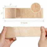 Kuvvfe 6 Pack Self Adhesive Bandage Wrap 2 inches x 5 Yards, Athletic Elastic Cohesive Bandage for Sports Injury, Strain, Knee & Wrist, Ankle Sprains & Swelling First Aid (Skin Colour)
