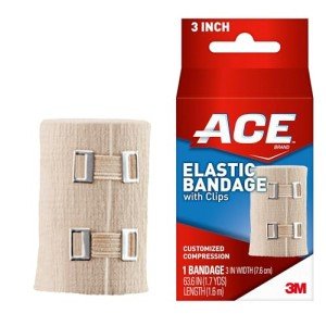 ACE 3 Inch Elastic Bandage with Clips, Beige, Great for Elbow, Ankle, Knee and More, Ideal for Sports, Comfortable design with soft feel, Wash and Reuse