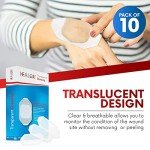 Transparent Film Dressing, 4" x 4 3/4" Box of 10 - Waterproof Wound Bandage Adhesive Patches, Post Surgical Shower or IV Shield, Tattoo Aftercare Bandage by Healqu