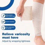 AZEN Premium 5 Pack Elastic Bandage Wrap 6 Inch, Compression Wrap Bandage for Legs, Ankle, Knee, Tummy, Body, Latex-Free, Lymphedema Wraps for Legs