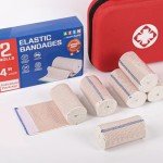 AZEN 4in Premium 2 Pack Elastic Bandage Wrap, Compression Wrap Bandage for Legs, Ankle, Knee, Tummy, Body, Lymphedema Wraps for Legs, Latex-Free