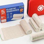 AZEN Premium 5 Pack Elastic Bandage Wrap 6 Inch, Compression Wrap Bandage for Legs, Ankle, Knee, Tummy, Body, Latex-Free, Lymphedema Wraps for Legs