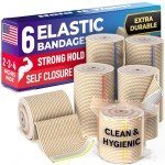 High-Performance Elastic Bandage Wrap - 6pk (2x2in, 2x3in, 2x4in) - Strong Self-Closing Compression Bandage Wrap - Foot, Ankle, Wrist, Knee Wrap