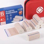 AZEN Premium 6 Pack Elastic Bandage Wrap 4 Inch, Compression Wrap Bandage for Legs, Lymphedema Wraps for Legs, Ankle, Knee, Tummy, Body, Latex-Free