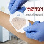 Transparent Film Dressing, 4" x 4 3/4" Box of 10 - Waterproof Wound Bandage Adhesive Patches, Post Surgical Shower or IV Shield, Tattoo Aftercare Bandage by Healqu
