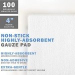 EVERLIT [Extra-Thick] 4''x4'' Sterile Gauze Pad 12-Ply, 100 Pack, Individual Wrapped, Ultra Absorbent Large Non-Woven Medical Gauze Sponges for Wound Care Home First Aid Kit