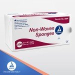 Dynarex Non-Woven Sponges, Non-Sterile, Gauze Sponges, for Cleansing, Prepping and Dressing, Highly-Absorbent and with Less Linting, 4"x 4", 4 Ply, 1 Box of 200 Non-Woven Sponges