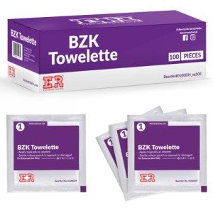 Ever Ready First Aid Benzalkonium BZK Wipes, 5”x7”, 100 Count