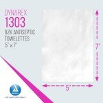Dynarex BZK Antiseptic Towelettes, Moist Sanitizing Towelettes Designed to Protect Minor Wounds, 5" x 7", Disposable & Individually Wrapped, 1 Case - 10 Boxes of 100 Towelettes