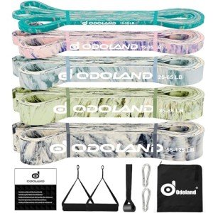 Odoland 5-Pack Natural Rubber Resistance Bands Set