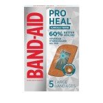 Band-Aid Brand Pro Heal Adhesive Bandages with Hydrocolloid Gel Pads, Large Clinically Tested Waterproof Bandages for Better Healing of Minor Wounds, Sterile First Aid Bandages, 5 ct