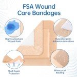 Niceful Silicone Foam Dressing 4"x4", Waterproof Silicone Bandages with Border Adhesive, High Absorbency Bed Sore Bandages Wound Care Dressing (2.5"X2.5" Pad), 5 Packs, FSA HSA Eligible