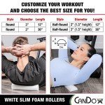 CanDo Slim Foam Roller - 3"x12" White
