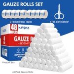 48 Pack Gauze Rolls Bandages, 4 in x 4.1 Yards, Individually Wrapped Breathable Rolled Gauze, Mummy Wraps, Premium First Aid Supplies & Medical Supplies for Wounds