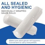 48 Pack Gauze Rolls Bandages, 4 in x 4.1 Yards, Individually Wrapped Breathable Rolled Gauze, Mummy Wraps, Premium First Aid Supplies & Medical Supplies for Wounds