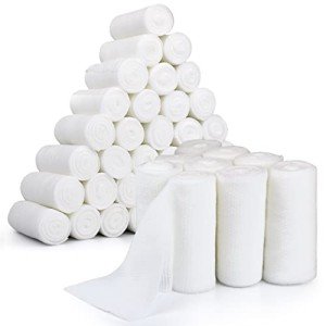 Gauze Rolls –36 Rolls- Premium First Aid Supplies for Safe Adventuring–Flexible, Stretchable, Breathable Gauze Bandage Rolls – 3” x 4.1 Yards Bandage Wrap for Wound Dressing