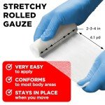 Premium Gauze Rolls - 12pk/3 Sizes - [4x2”, 4x3”, 4x4”] - 4.1yd Length - Individually Wrapped Rolled Gauze + Bonus Tape - Conforming Breathable Gauze Wrap Roll for Wounds
