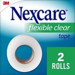 Nexcare Flexible Clear Tape, Waterproof Transparent Medical Tape, Secures Dressings and Catheter Tubing - 1 In x 10 Yds, 2 Rolls of Tape