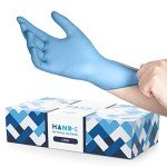 Hand-E Touch Blue Nitrile Disposable Gloves Large 100 Count - Latex Free Medical Exam Gloves, Powder Free Food Safe Cooking Gloves