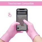 SwiftGrip Pink Disposable Gloves, 3-mil, Medical exam Gloves Disposable Latex Free, Gloves for Cleaning & Esthetician, Pink Rubber Gloves, Pink Cleaning Gloves, Powder-Free, 100-ct Box (Medium)