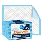 Medpride Disposable Underpads 17'' x 24'' (100-Count) Incontinence Pads, Bed Covers, Puppy Training | Thick, Super Absorbent Protection for Kids, Adults, Elderly | Liquid, Urine, Accidents