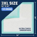 125 Gram Incontinence Bed Pads Disposable for Adults 50 Pack XXL 36" x 36" Super Absorbent Waterproof Bed Liner, Pee Pads for Adults - Chucks Pads