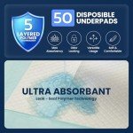 125 Gram Incontinence Bed Pads Disposable for Adults 50 Pack XXL 36" x 36" Super Absorbent Waterproof Bed Liner, Pee Pads for Adults - Chucks Pads
