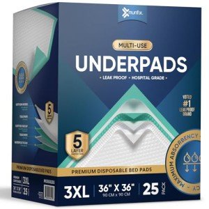 25 Pack Disposable Bed Pads 36 X 36 Inches, Super Absorbent Extra Large Incontinence Underpads, 125 Gram Heavy Duty Ultra Absorbency Medical Chux, Baby Changing Pad, Dog Puppy Pet Training Pee Pad