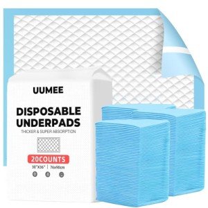 Disposable Underpads with Adhesive Strips Adults Bed Pads, Super Absorbency Pee Pads, Extra Large Under Pads for Adults 30"X 36" (20 Count)