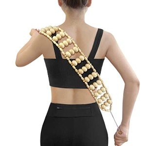 Deston Wooden Back Massager Roller Strap for Pain Relief