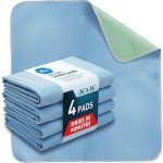 MED PRIDE Washable Underpads for Mattress Protection [Pack of 4] 34'' x 36” Reusable High Absorbency Bed Pee Pad Liners- Incontinence Pads for Kids, Adults, Elderly & Pets- Leakproof, Bedwetting Pads