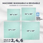 GREEN LIFESTYLE® Washable Underpads - Heavy Absorbency Reusable Bedwetting Incontinence Pads for Kids, Adults, Elderly, and Pets - Toddler Mattress Pads for Bed, Sofa, Floor (Pack of 4 - 34x36)