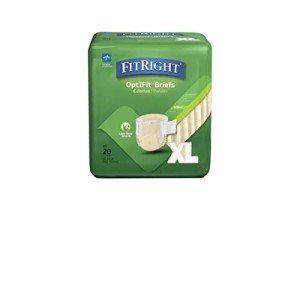Medline FitRight OptiFit Extra+ Adult Diapers with leak stop guards, Disposable Incontinence Briefs with Tabs, Moderate Absorbency, X-Large, 56"-64", 20 count