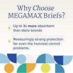 NorthShore MegaMax Adult Overnight Diapers, 12-Hour Tab-Style, Medium, 10 Count Bag, White, 32-44 inches, Unisex Incontinence Underwear