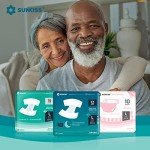 SUNKISS TrustPlus Overnight Adult Diapers with Ultimate Absorbency, Unisex Disposable Incontinence Briefs with Tabs for Men and Women, Odor Control, XLarge, 12 Count