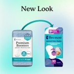 Because Premium Incontinence Booster Pads for Men and Women, Adds Extra Absorbency to Adult Diapers, Super Soft, Adhesive Strip Backing, Unisex, 20 Boosters