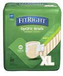 FitRight OptiFit Extra Adult Briefs with Tabs, Moderate Absorbency, X-Large, 57"-66", 4 Packs of 20 (80 total)