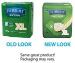 FitRight OptiFit Extra Adult Briefs with Tabs, Moderate Absorbency, X-Large, 57"-66", 4 Packs of 20 (80 total)
