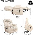 Large Dual Motor Leather Recliner Chair with Massage