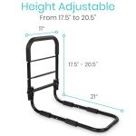 Adjustable Bed Rail for Elderly Safety - Black