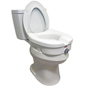 Carex E-Z Lock Raised Toilet Seat and Toilet Riser, 5 Inch Height Toilet Lift Seat Riser for Elderly and Handicap - Fits and Locks to Round or Elongated Toilets, Elevated Toilet Seat