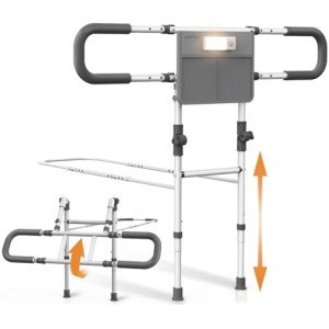 Adjustable Folding Bed Rail with Motion Light