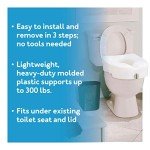 Carex E-Z Lock Raised Toilet Seat and Toilet Riser, 5 Inch Height Toilet Lift Seat Riser for Elderly and Handicap - Fits and Locks to Round or Elongated Toilets, Elevated Toilet Seat