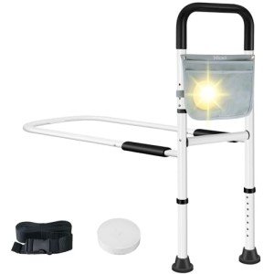 Adjustable Bed Rails for Seniors with Motion Light