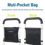 Adjustable Bed Assist Rail with Storage Pocket