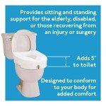 Carex E-Z Lock Raised Toilet Seat and Toilet Riser, 5 Inch Height Toilet Lift Seat Riser for Elderly and Handicap - Fits and Locks to Round or Elongated Toilets, Elevated Toilet Seat