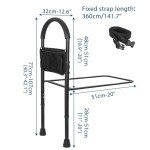 Adjustable Bed Rail for Seniors with Storage Pocket