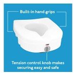 Carex E-Z Lock Raised Toilet Seat and Toilet Riser, 5 Inch Height Toilet Lift Seat Riser for Elderly and Handicap - Fits and Locks to Round or Elongated Toilets, Elevated Toilet Seat