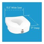 Carex E-Z Lock Raised Toilet Seat and Toilet Riser, 5 Inch Height Toilet Lift Seat Riser for Elderly and Handicap - Fits and Locks to Round or Elongated Toilets, Elevated Toilet Seat